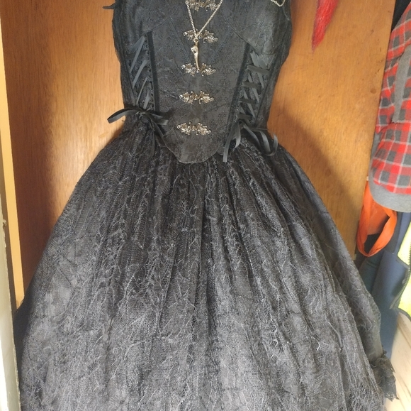 One Of A Kind Elegant Black Lolita  Dress (You Won't Find This Dress Anywhere) - Picture 3 of 16
